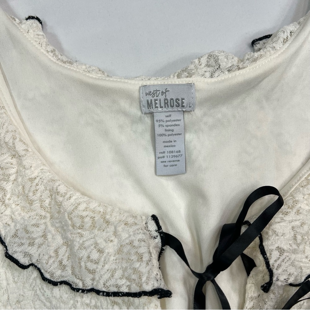 Elegant Cream Lace Crop Top with Black Trim - Picture 2 of 5